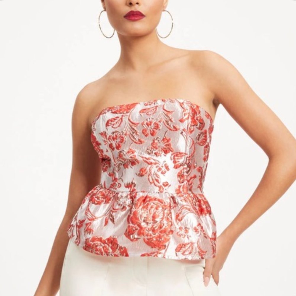 VICI Dreaming of Versailles Jacquard Strapless Peplum Top
